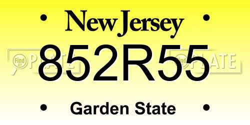 852R55 New Jersey License Plate