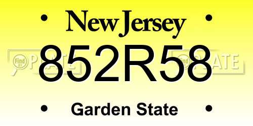 852R58 New Jersey License Plate