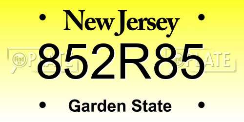 852R85 New Jersey License Plate