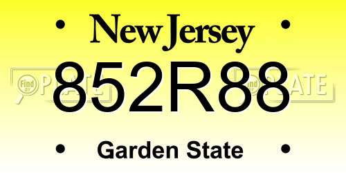 852R88 New Jersey License Plate