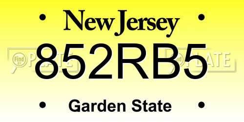 852RB5 New Jersey License Plate