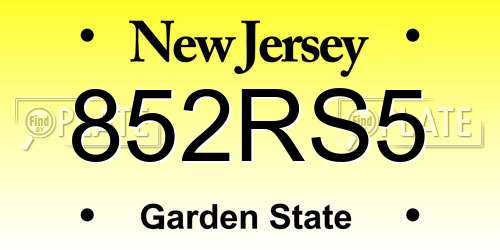 852RS5 New Jersey License Plate