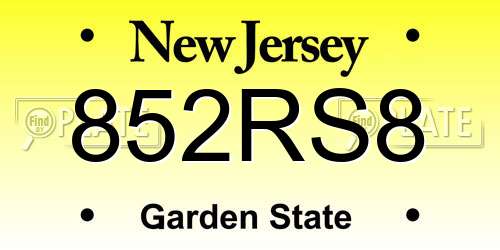852RS8 New Jersey License Plate