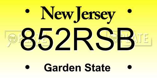 852RSB New Jersey License Plate
