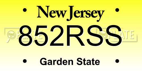 852RSS New Jersey License Plate