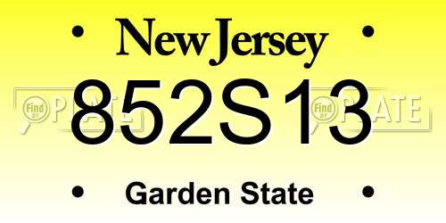 852S13 New Jersey License Plate
