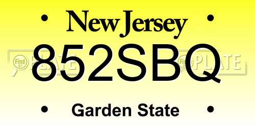 852SBQ New Jersey License Plate