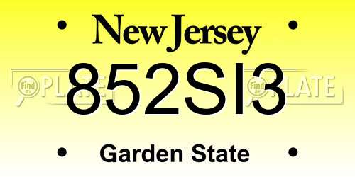 852SI3 New Jersey License Plate