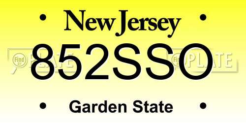 852SSO New Jersey License Plate