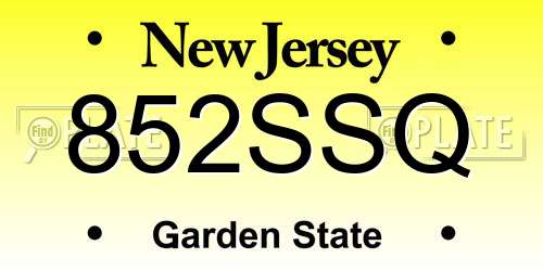 852SSQ New Jersey License Plate