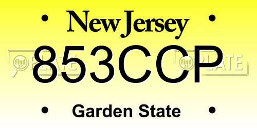 853CCP New Jersey License Plate
