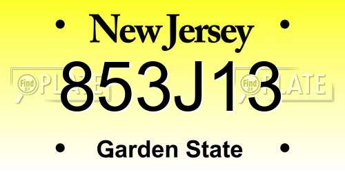 853J13 New Jersey License Plate