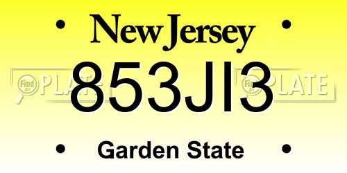 853JI3 New Jersey License Plate