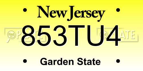 853TU4 New Jersey License Plate
