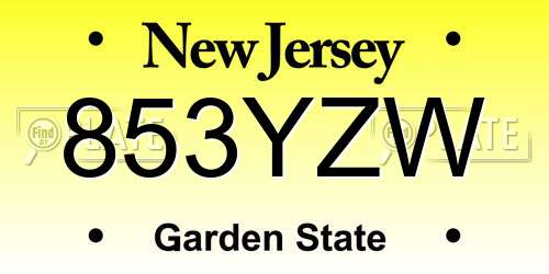 853YZW New Jersey License Plate
