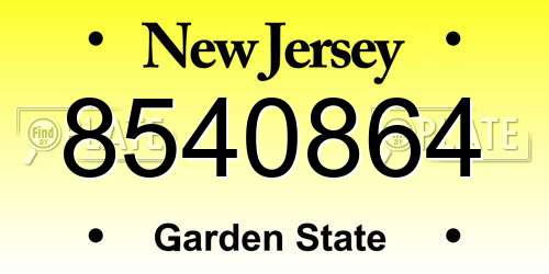 8540864 New Jersey License Plate