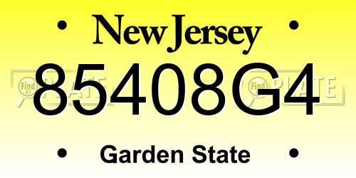 85408G4 New Jersey License Plate