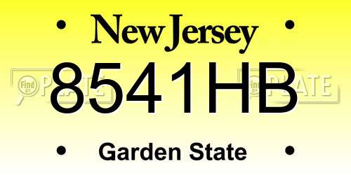 8541HB New Jersey License Plate