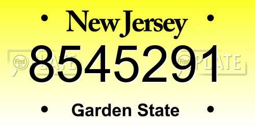 8545291 New Jersey License Plate