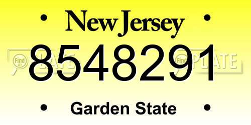 8548291 New Jersey License Plate