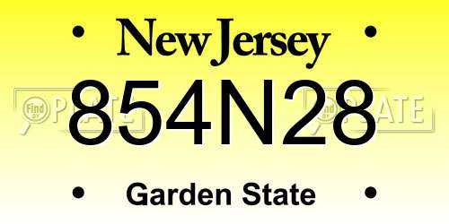 854N28 New Jersey License Plate