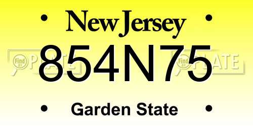 854N75 New Jersey License Plate