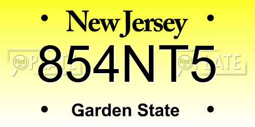 854NT5 New Jersey License Plate