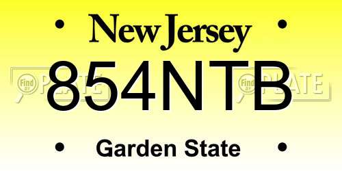 854NTB New Jersey License Plate