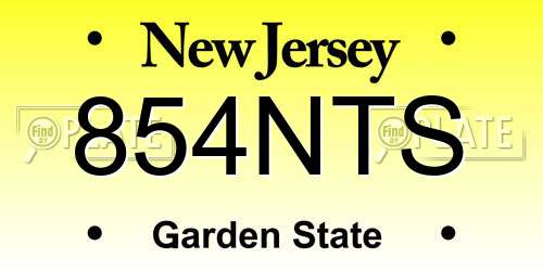 854NTS New Jersey License Plate
