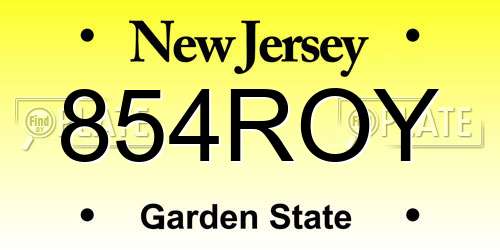 854ROY New Jersey License Plate