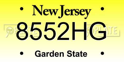 8552HG New Jersey License Plate