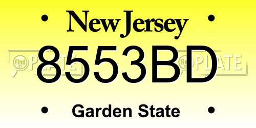 8553BD New Jersey License Plate