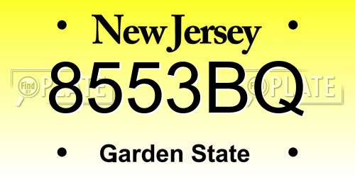 8553BQ New Jersey License Plate