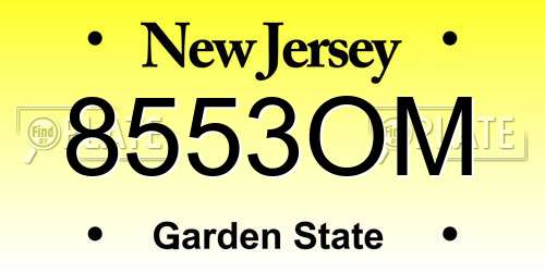 8553OM New Jersey License Plate