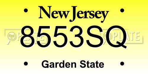 8553SQ New Jersey License Plate