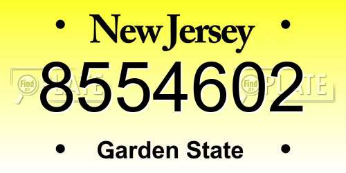 8554602 New Jersey License Plate