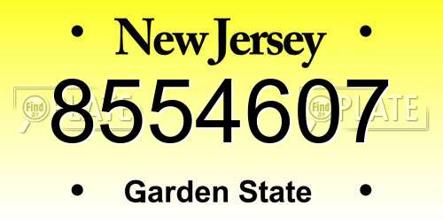 8554607 New Jersey License Plate