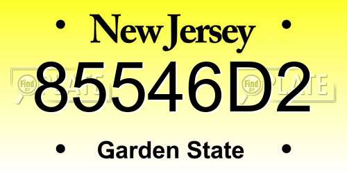 85546D2 New Jersey License Plate