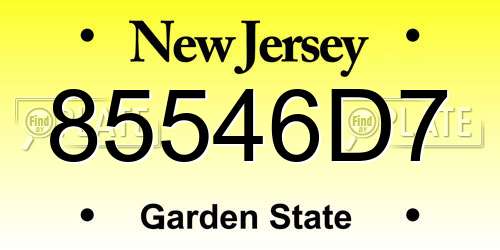85546D7 New Jersey License Plate