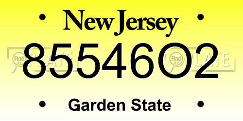 85546O2 New Jersey License Plate