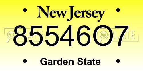 85546O7 New Jersey License Plate