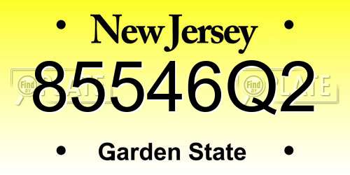 85546Q2 New Jersey License Plate
