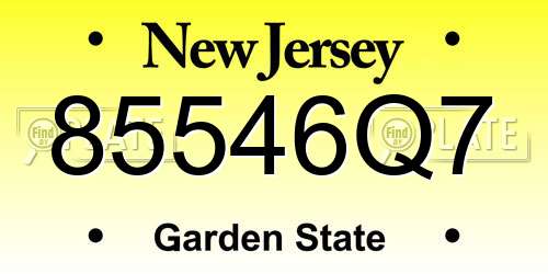 85546Q7 New Jersey License Plate