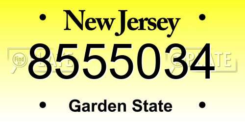 8555034 New Jersey License Plate