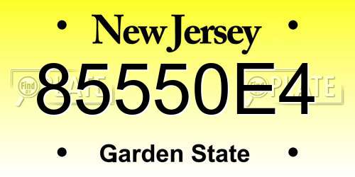 85550E4 New Jersey License Plate