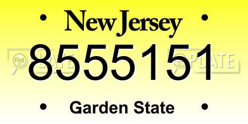 8555151 New Jersey License Plate