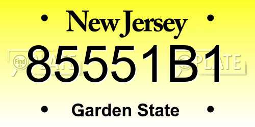 85551B1 New Jersey License Plate