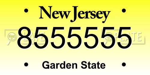 8555555 New Jersey License Plate