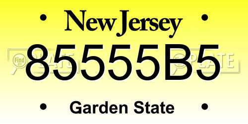 85555B5 New Jersey License Plate