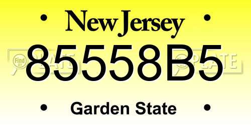 85558B5 New Jersey License Plate